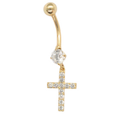 14kt Hanging Cross Belly Ring